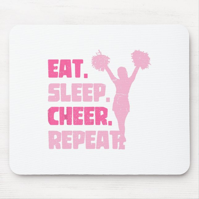 Eat Sleep Cheer Repeat Cheerleader Funny Cheerlead Mouse Pad (Front)