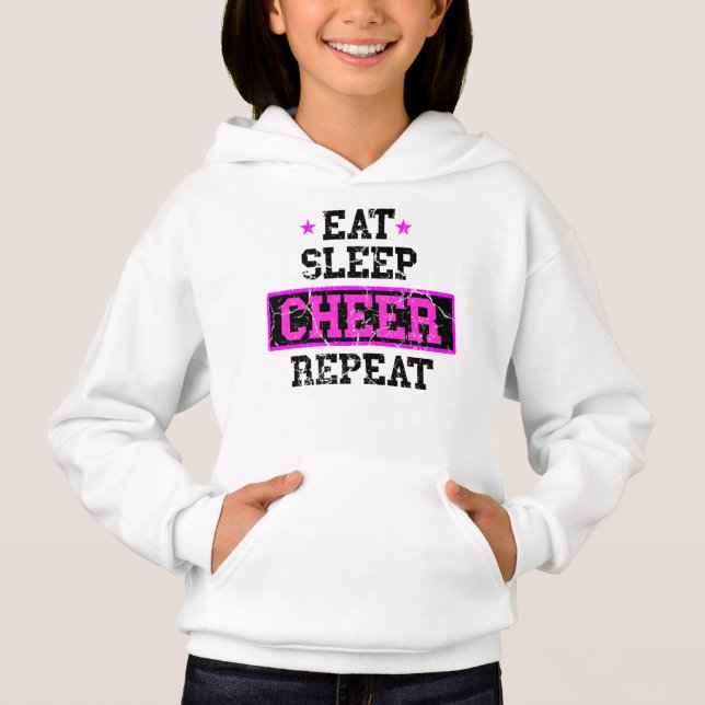Eat Sleep Cheer Repeat Cheerleader T-Shirt (Front)
