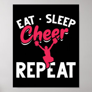 Eat Sleep Cheer Repeat Funny Cheerleading Cheerlea Poster