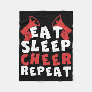 Eat Sleep Cheer Repeat Funny Cheerleading Squad  Fleece Blanket