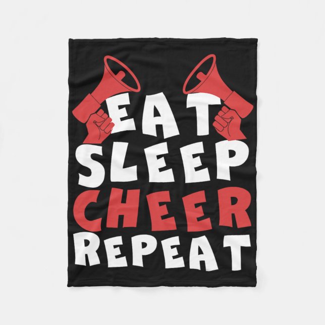 Eat Sleep Cheer Repeat Funny Cheerleading Squad  Fleece Blanket (Front)
