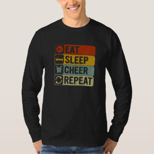 Eat Sleep Cheer Repeat Retro 60s 70s Cool Cheer T-Shirt