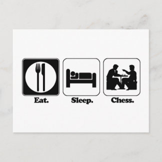 eat sleep chess postcard