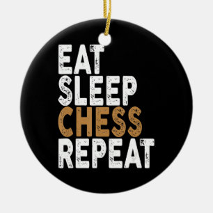 eat sleep chess repeat chess ceramic tree decoration