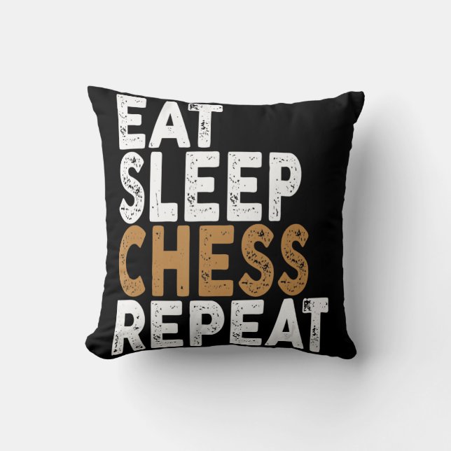 eat sleep chess repeat   chess cushion (Front)