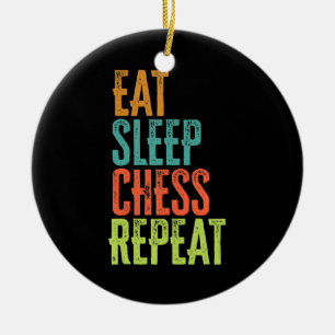 eat sleep chess repeat grand master coach legend ceramic tree decoration