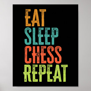 eat sleep chess repeat grand master coach legend poster