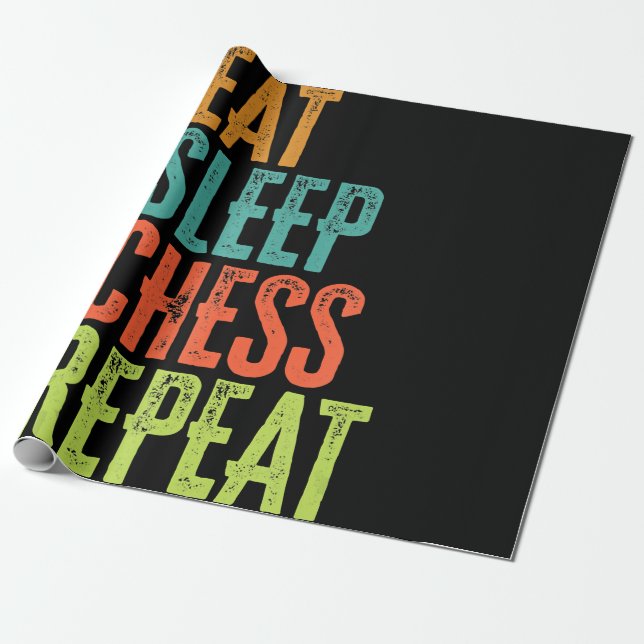 eat sleep chess repeat grand master coach legend wrapping paper (Unrolled)