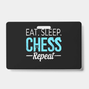 Eat Sleep Chess Repeat Player Board Kids Boy Game ID Badge