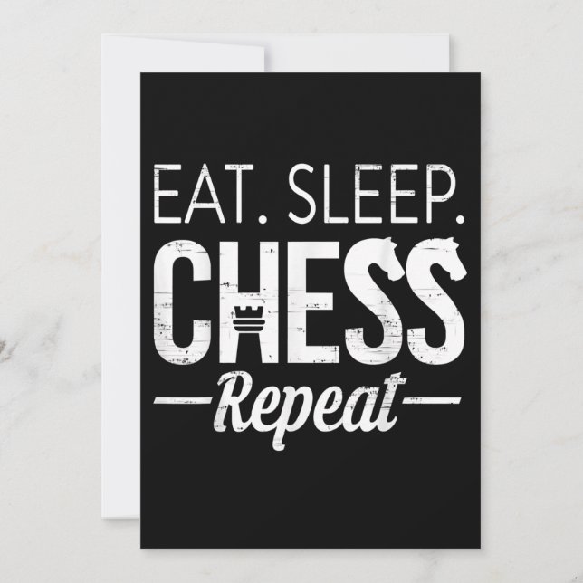 Eat Sleep Chess Repeat Player Board Kids Boy Game Invitation (Front)