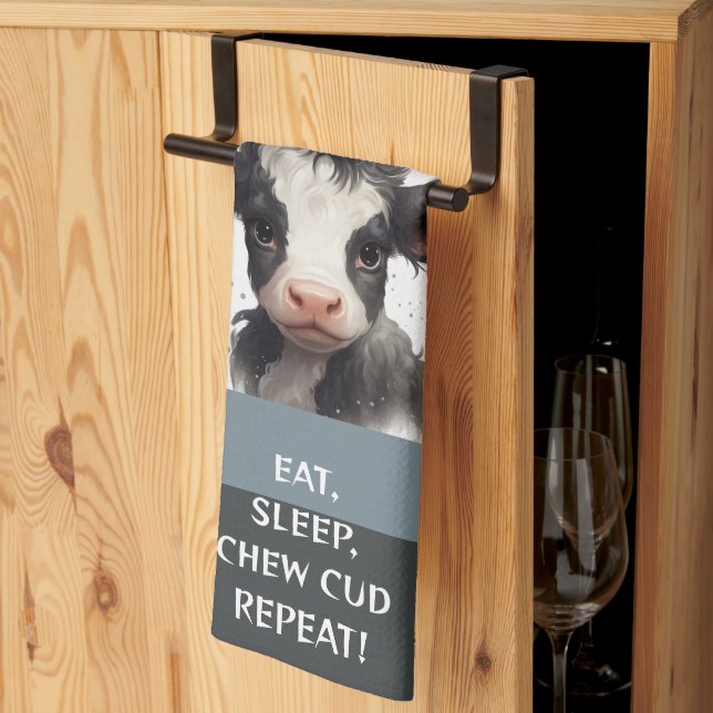 EAT, SLEEP, CHEW CUD, REPEAT! TEA TOWEL (Thirds Fold)
