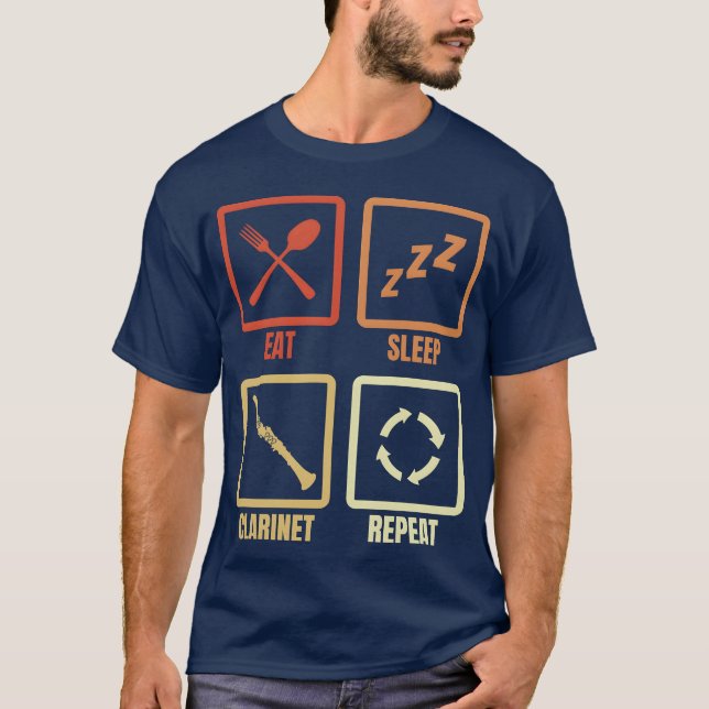 Eat Sleep Clarinet Repeat retro T-Shirt (Front)