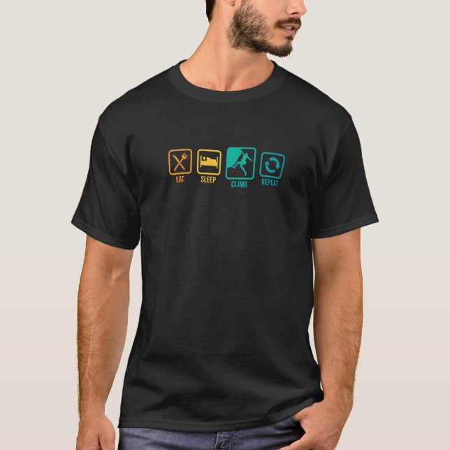 Eat Sleep Climb Repeat Rock Boulder Bouldering Roc T-Shirt (Front)
