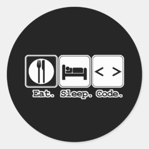 eat sleep code classic round sticker
