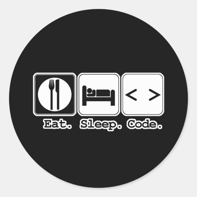 eat sleep code classic round sticker (Front)