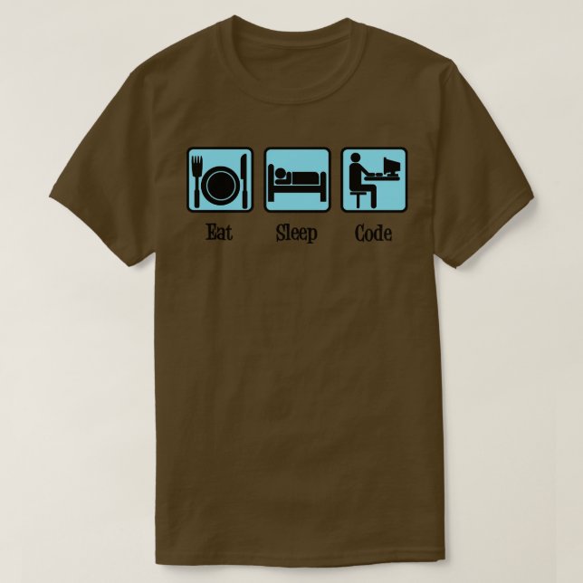 Eat Sleep Code Computer Humour T-Shirt (Design Front)