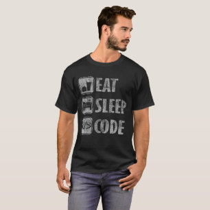 Eat Sleep Code Funny Distressed Coding T-Shirt