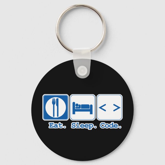 eat sleep code (html) key ring (Front)