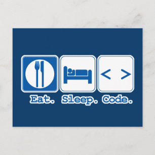 eat sleep code (html) postcard
