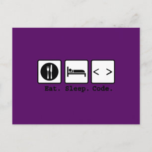 eat sleep code Nerd Wear Postcard
