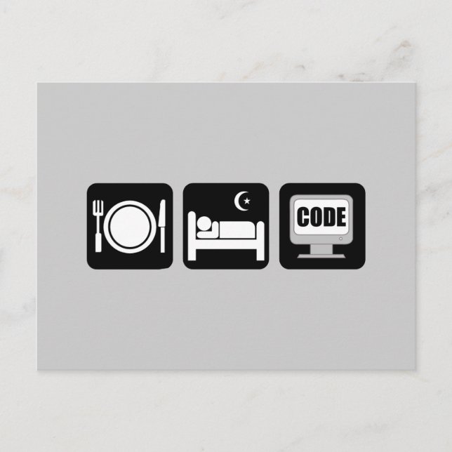 eat sleep code postcard (Front)