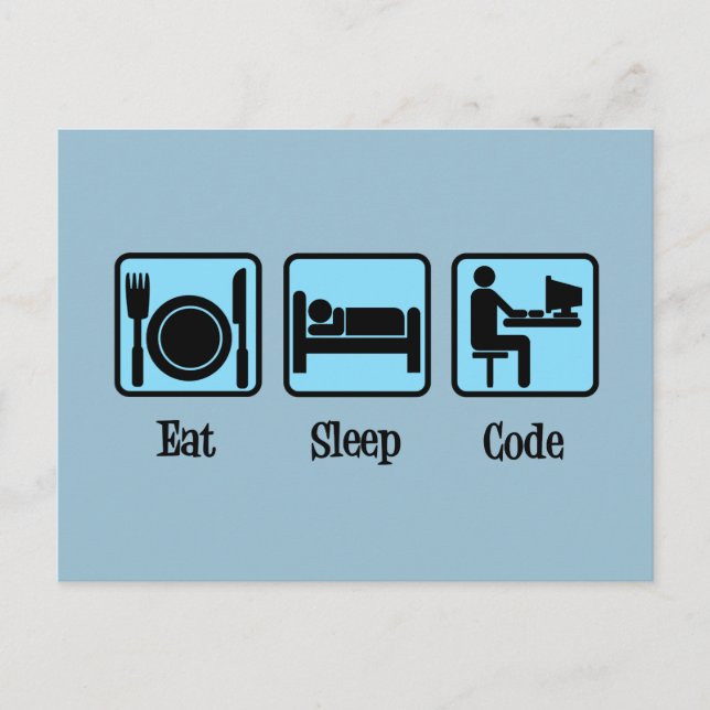 Eat Sleep Code Postcard (Front)
