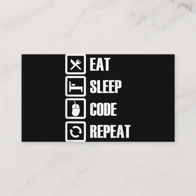 Eat Sleep Code Repeat Coding Programming Engineer Business Card (Front)