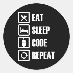 Eat Sleep Code Repeat Coding Programming Engineer Classic Round Sticker