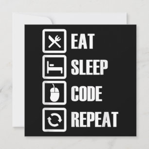 Eat Sleep Code Repeat Coding Programming Engineer Invitation