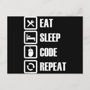 Eat Sleep Code Repeat Coding Programming Engineer Postcard