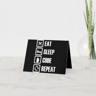 Eat Sleep Code Repeat Coding Programming Engineer Thank You Card