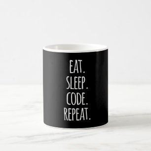 eat sleep code repeat computer programmer coding coffee mug