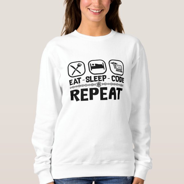 Eat Sleep Code Repeat Medical Coder Coding Gift Sweatshirt (Front)