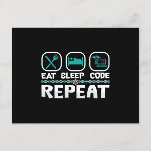 Eat Sleep Code Repeat Medical Coder ICD Coding Postcard