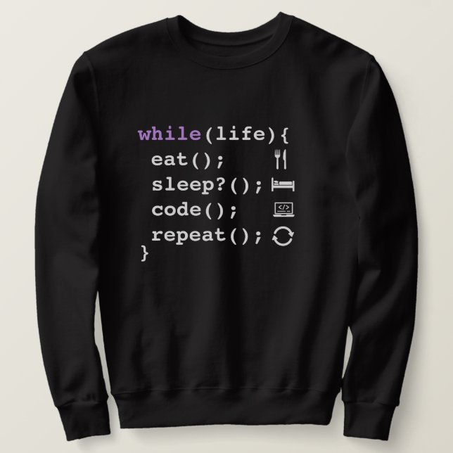 Eat Sleep Code Repeat – Minimal Programmer Sweatshirt (Design Front)