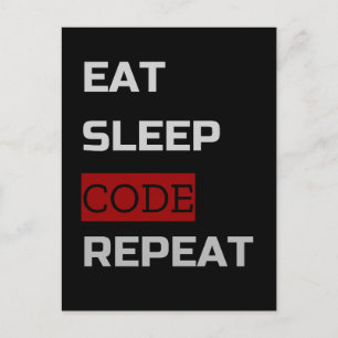 Eat Sleep CODE Repeat Postcard
