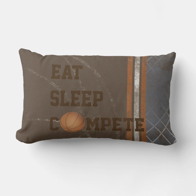 Eat Sleep Compete Basketball Pillow (Front)