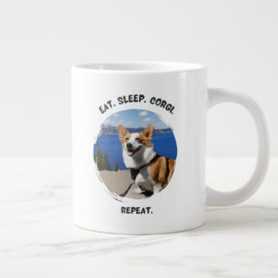 'Eat. Sleep. Corgi. Repeat.' Customisable Photo  Large Coffee Mug