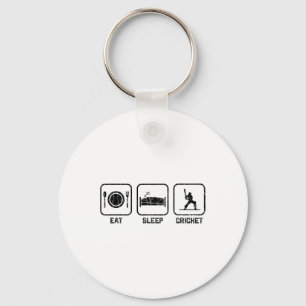 Eat Sleep Cricket Funny Graphic For Player Key Ring