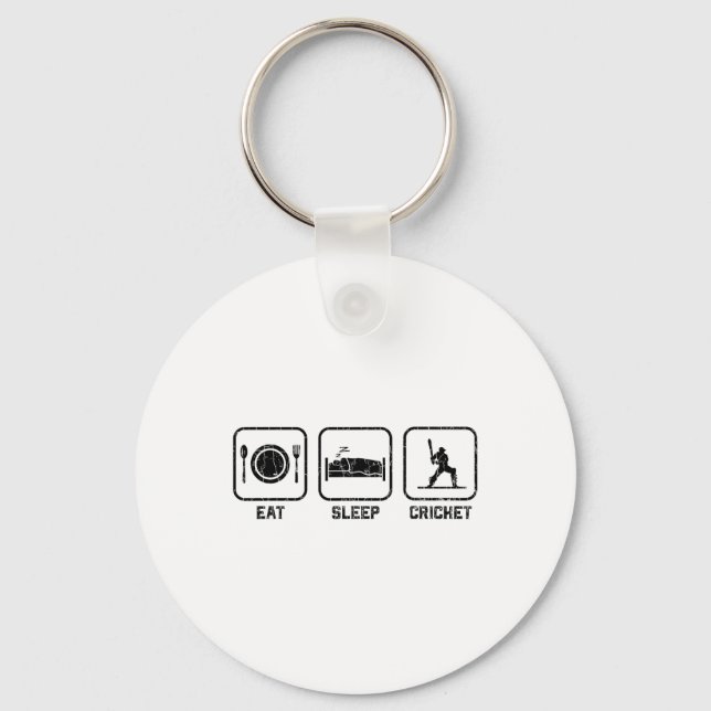 Eat Sleep Cricket Funny Graphic For Player  Key Ring (Front)