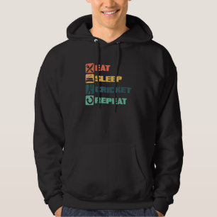 Eat Sleep Cricket Player Ball Bat Game Cricketer Hoodie