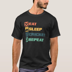 Eat Sleep Cricket Player Ball Bat Game Cricketer T-Shirt