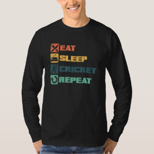 Eat Sleep Cricket Player Ball Bat Game Cricketer T-Shirt