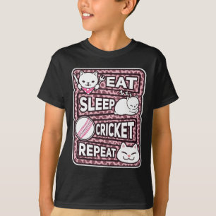 Eat Sleep Cricket Repeat Boys Girl Kids Cricket Lo T-Shirt