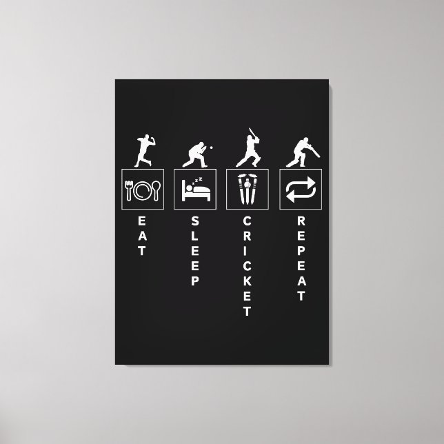 Eat Sleep Cricket Repeat Canvas Print (Front)
