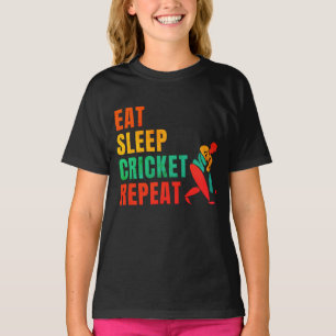 EAT SLEEP CRICKET REPEAT- CRICKET LOVER T-Shirt