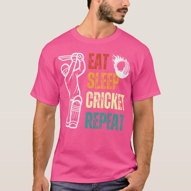 Eat Sleep Cricket Repeat Cricket Player Youth Men  T-Shirt (Front)