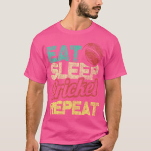 Eat Sleep Cricket Repeat Cricketer Batsman Batting T-Shirt