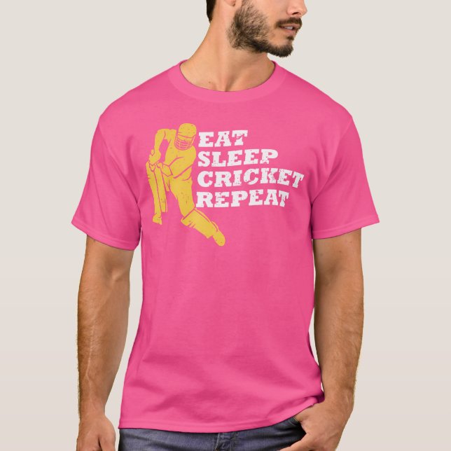 Eat Sleep Cricket Repeat Cricketer Cricket Player T-Shirt (Front)