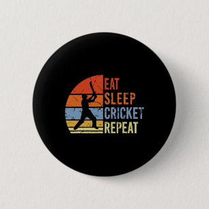 Eat Sleep Cricket Repeat - Funny Cricket Game Men  6 Cm Round Badge